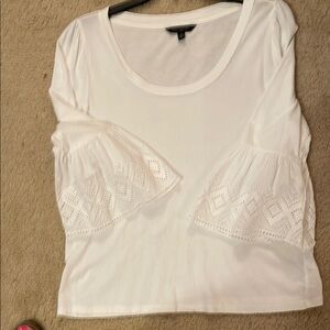 White Lace Sleeve Top